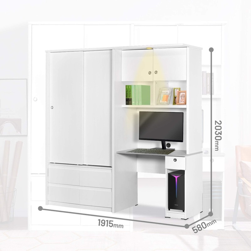Lemari Pakaian Sliding dengan Meja Belajar WDSD 001 2