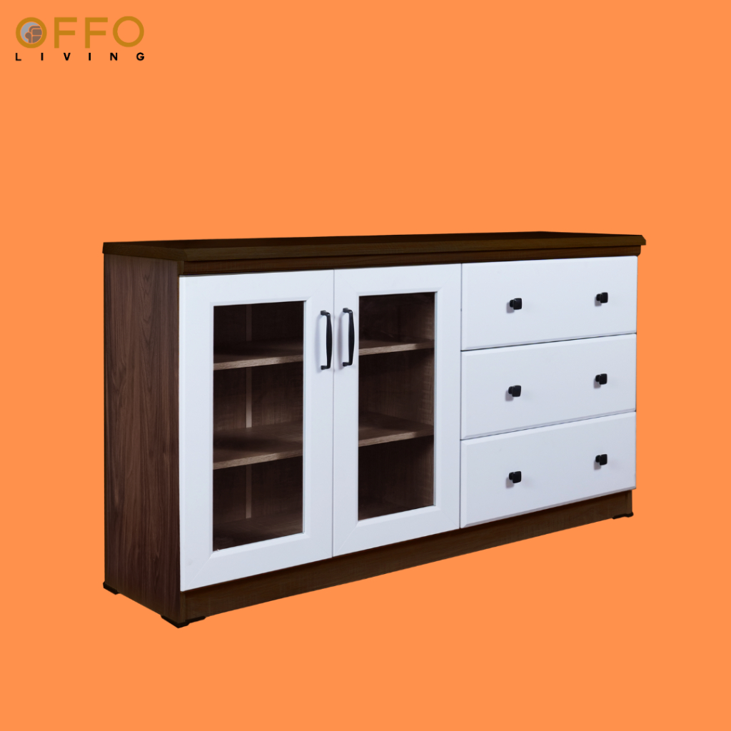 Lemari Hias Rendah 3 Laci Walnut 4