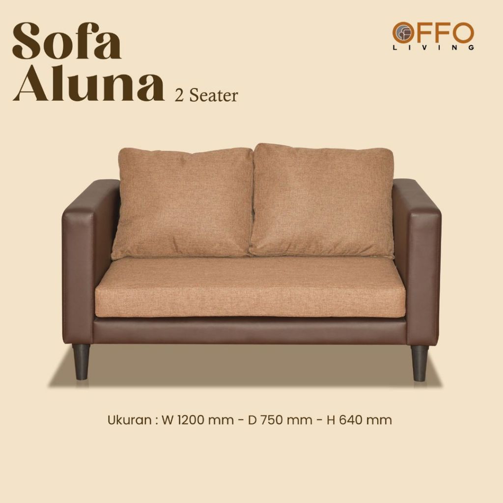Sofa Aluna 2 Dudukan Cokelat 4