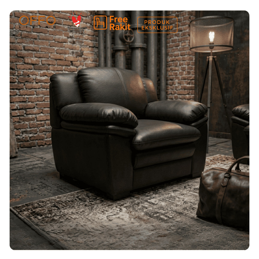 Sofa Goro 1 Dudukan Kulit Sintetis Hitam 5