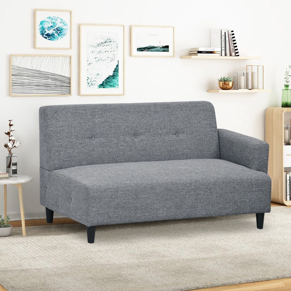Sofa Tamara 2 Dudukan dengan Puf Abu-Abu Tua 4