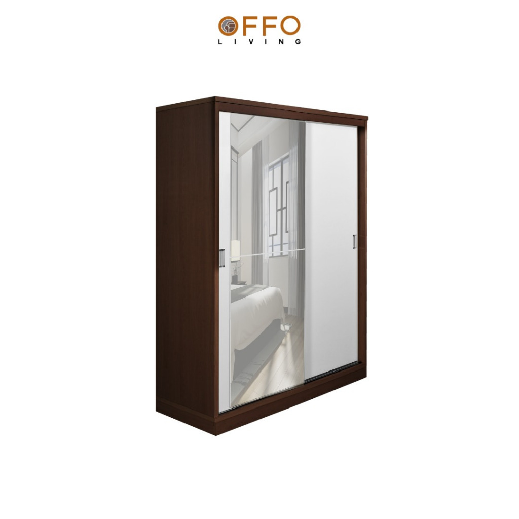 Lemari Pakaian Sliding Milano 2 Pintu Brown Teak