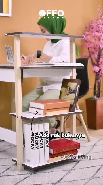 Meja Tulis Aiko dengan Rak Buku