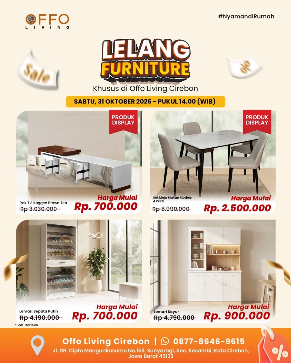 Lelang Furniture – Rak TV, Meja Makan, Lemari Sepatu & Lemari Sayur Mulai Rp700 Ribu